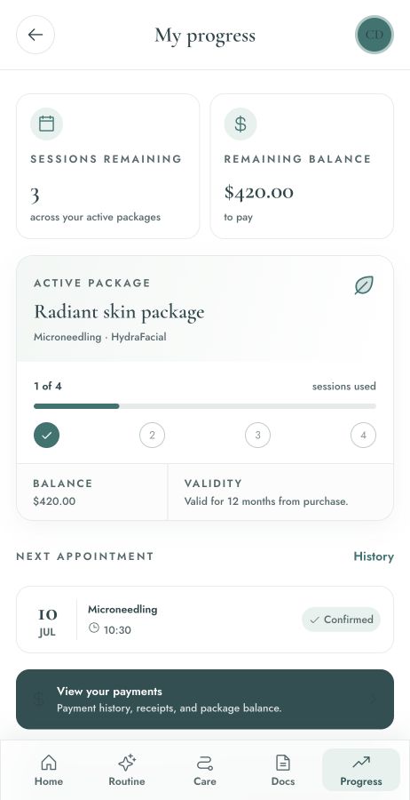Mobile package and appointment in Clairière