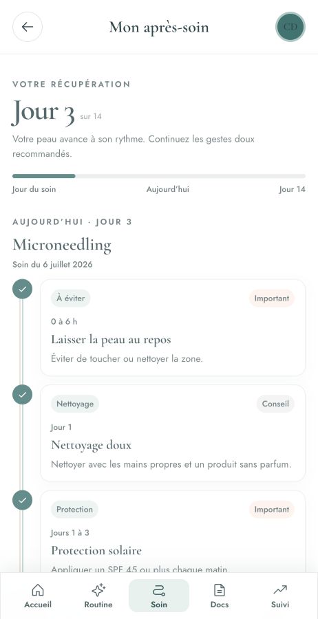 Après-soins sur mobile
