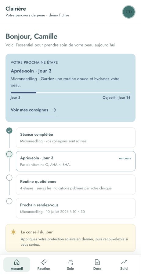 Parcours Clairière sur le téléphone de la cliente